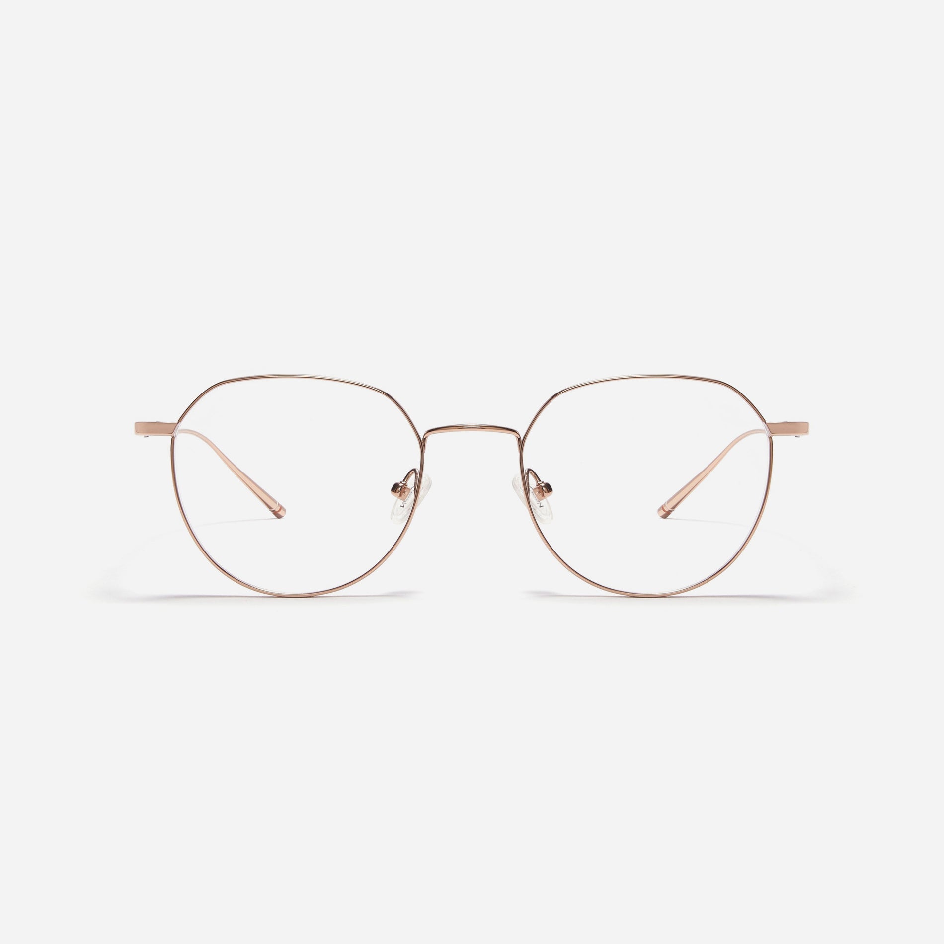 Polygonal-shaped, full-metal eyeglasses with a dual-rim structure designed to accommodate thicker, high-prescription lenses. Both the frame and temples are made of pure titanium, ensuring a lightweight and comfortable fit.