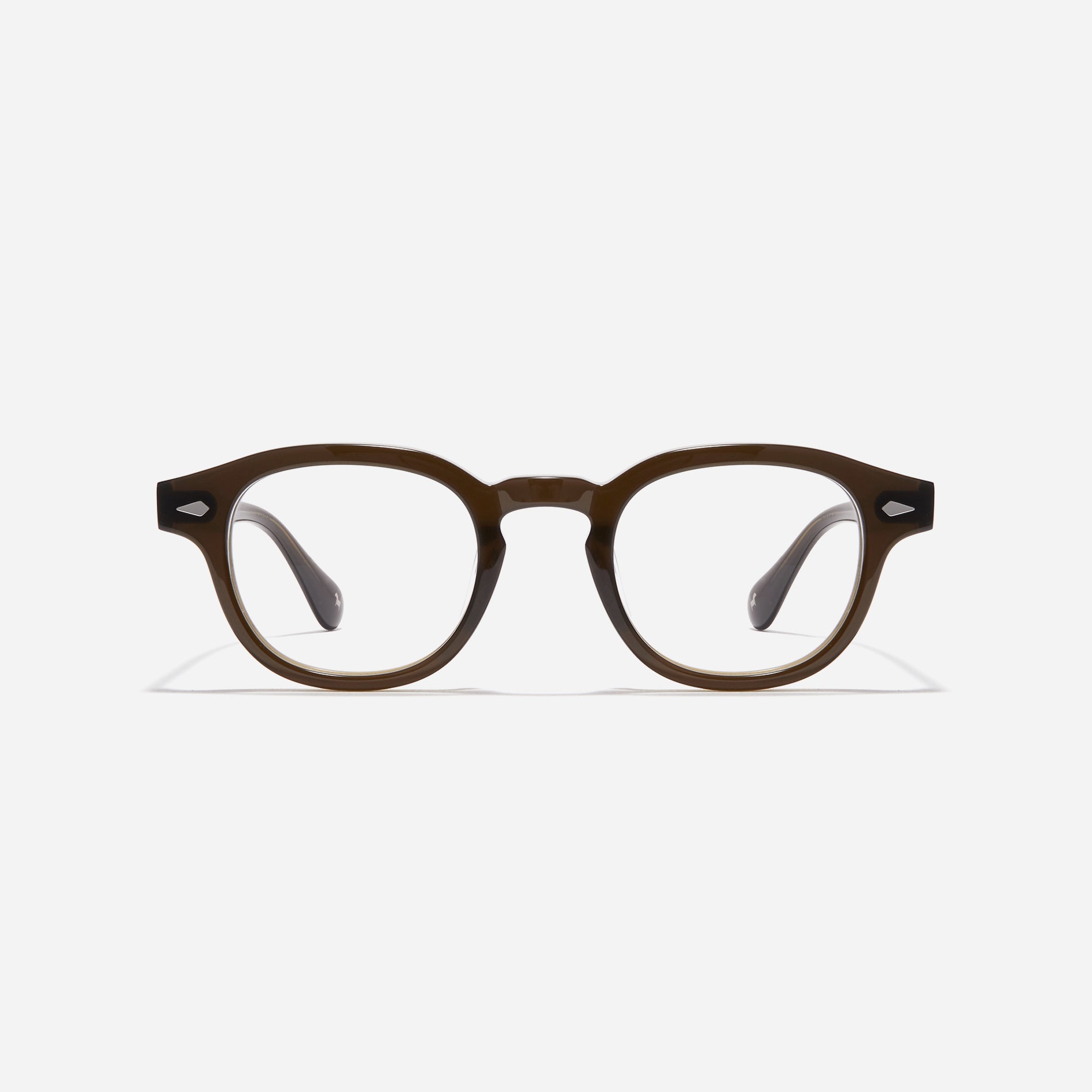 Round-shaped horn-rimmed eyeglasses featuring a sturdy and lightweight frame. Rena design incorporates dual lining on the tips to prevent slipping and ensure a consistently comfortable wearing experience.